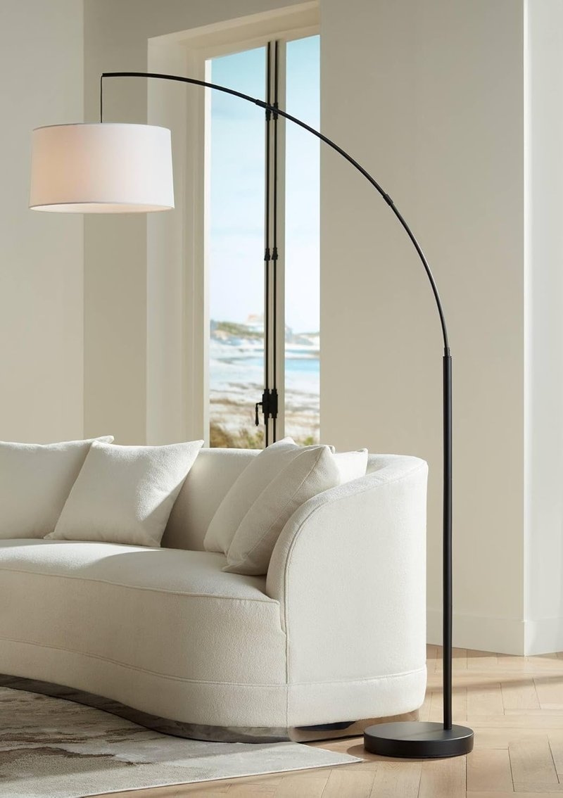 360 Lighting Cora Modern Arc Floor Lamp with Linen Shade