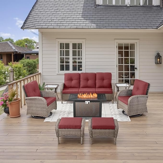 Belord 8-Piece Patio Furniture Set with Sectional Sofa
