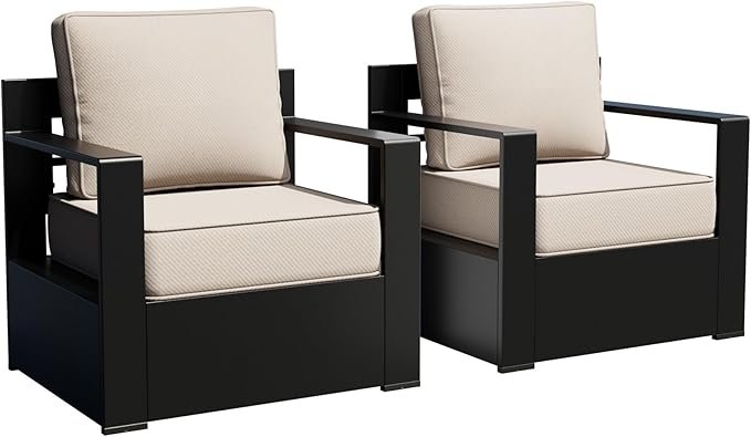 Outdoor Patio Aluminum Furniture Set with 6-Inch Thick Cushions, Deep Seating