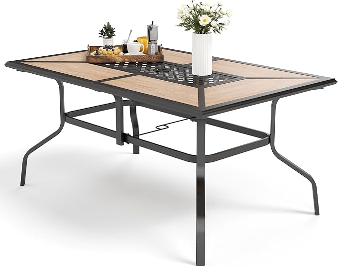 MFSTUDIO 6-Person Rectangular Outdoor Patio Dining Table