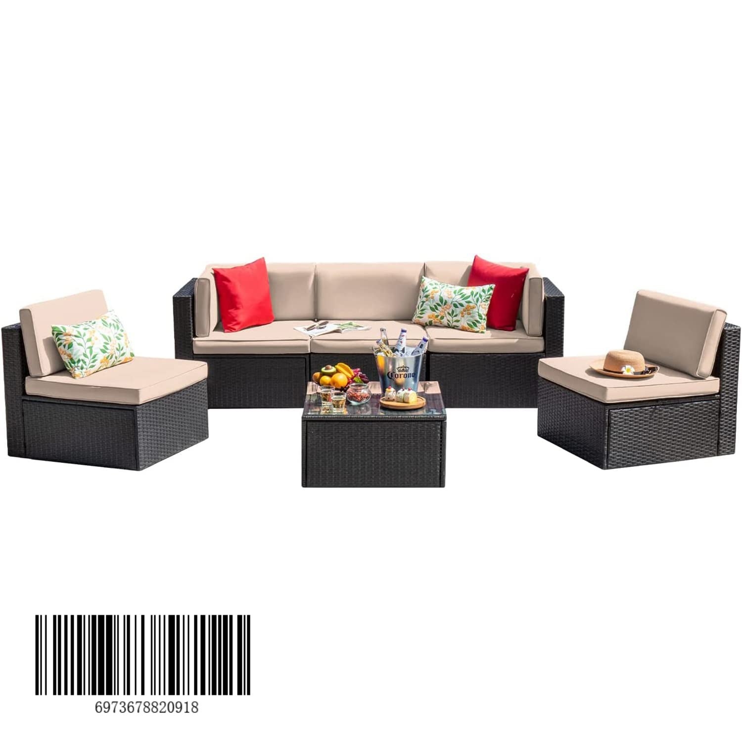 Devoko 6-Piece Outdoor Sectional Sofa Set