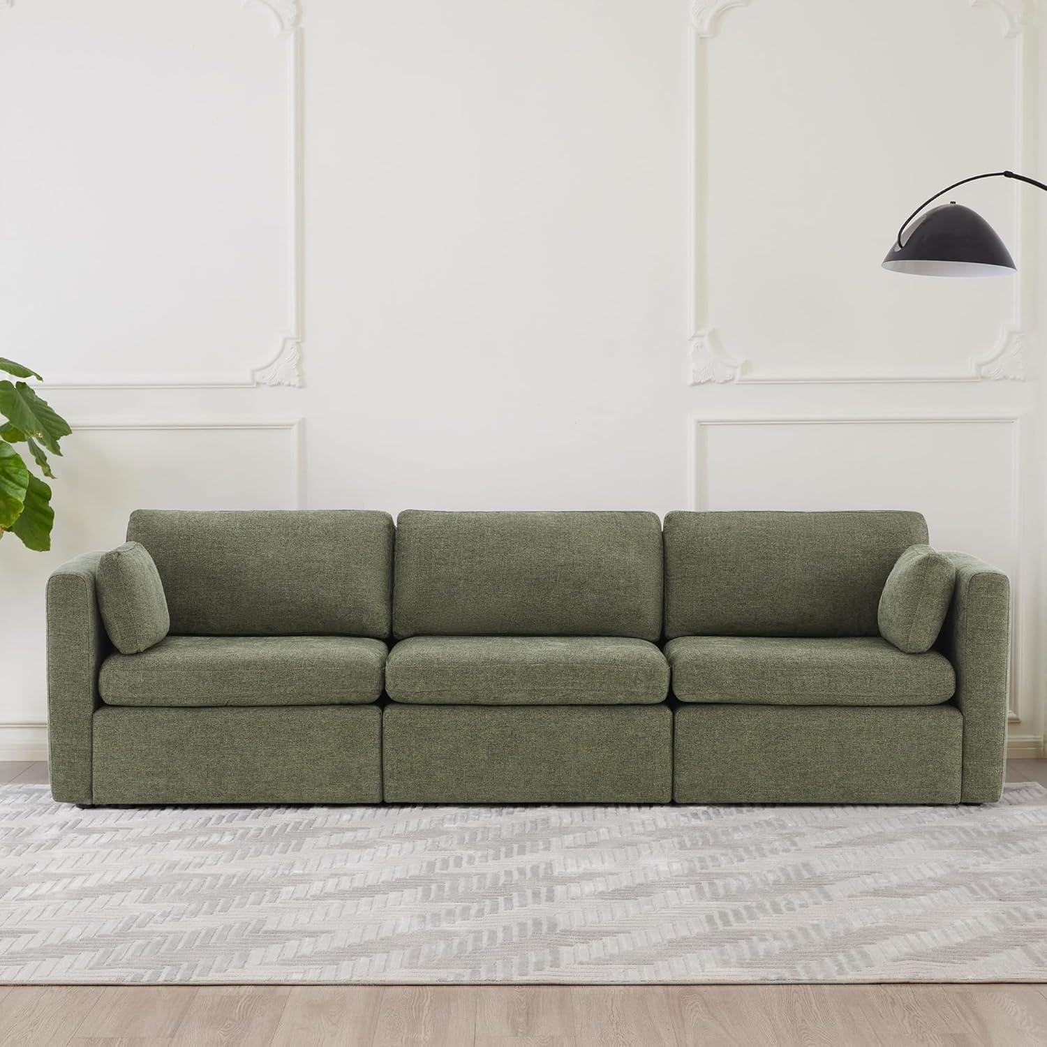 CHITA Oversized Modular Sectional Convertible Fabric Sofa, FSC Certified, 112", Moss Green