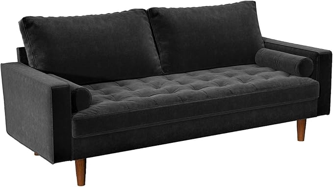 Container Furniture Direct Womble Mid-Century Modern Velvet Tufted Sofa (Midnight)