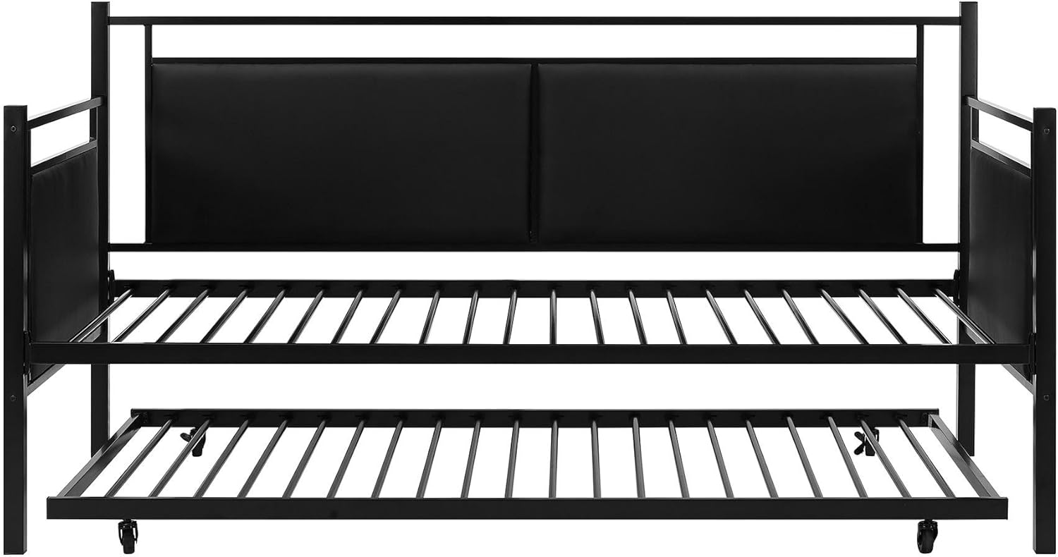 DHP Astoria Metal and Upholstered Daybed with Trundle, Twin Size