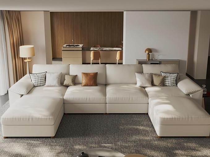 EASE MOOSE Modular Sectional Sofa with Scratch-Resistant Faux Leather