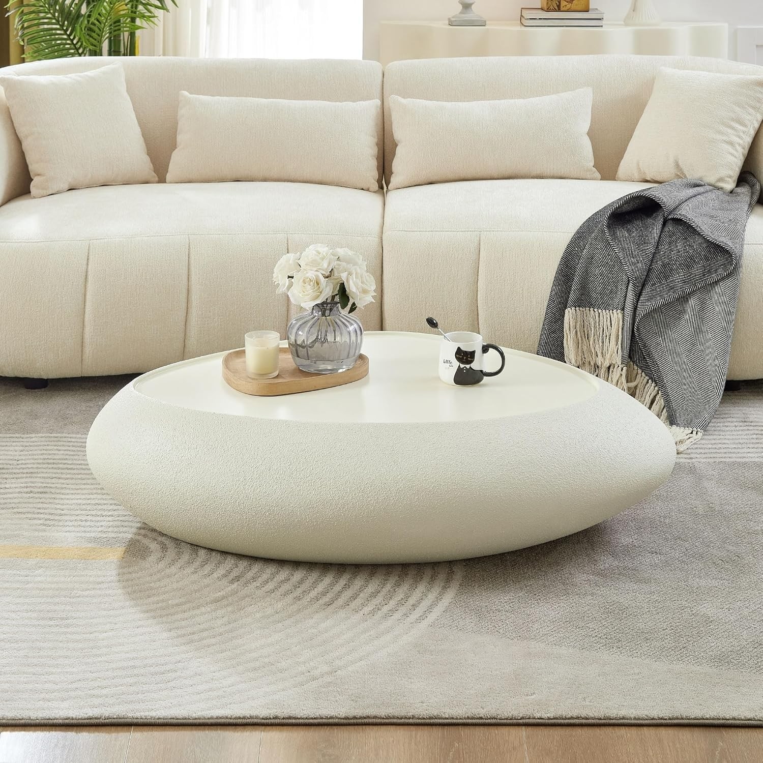 KEIKI Fiberglass Irregular Oval Coffee Table