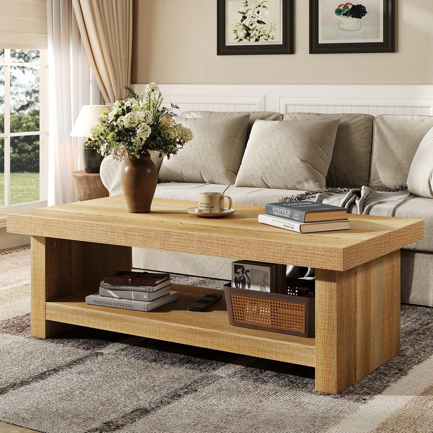 Knoworld Rectangular Farmhouse Cocktail Table