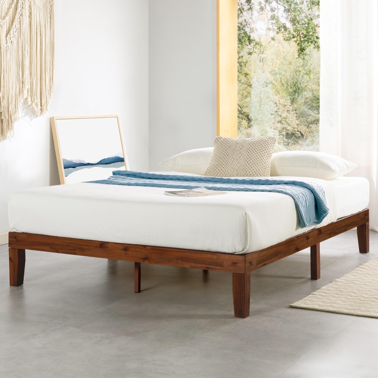 Mellow Naturalista Classic - 12 Inch Solid Wood Platform Bed with Wood Slat Support