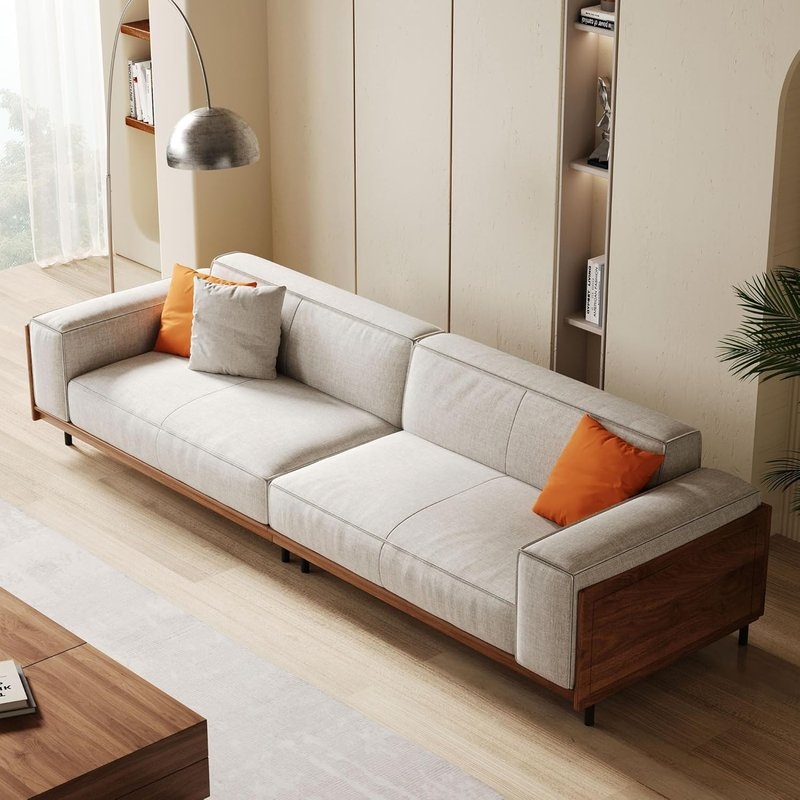 NessCarsti Modern 4-Seater Sofa, 111" Timecloud Couch, Grey