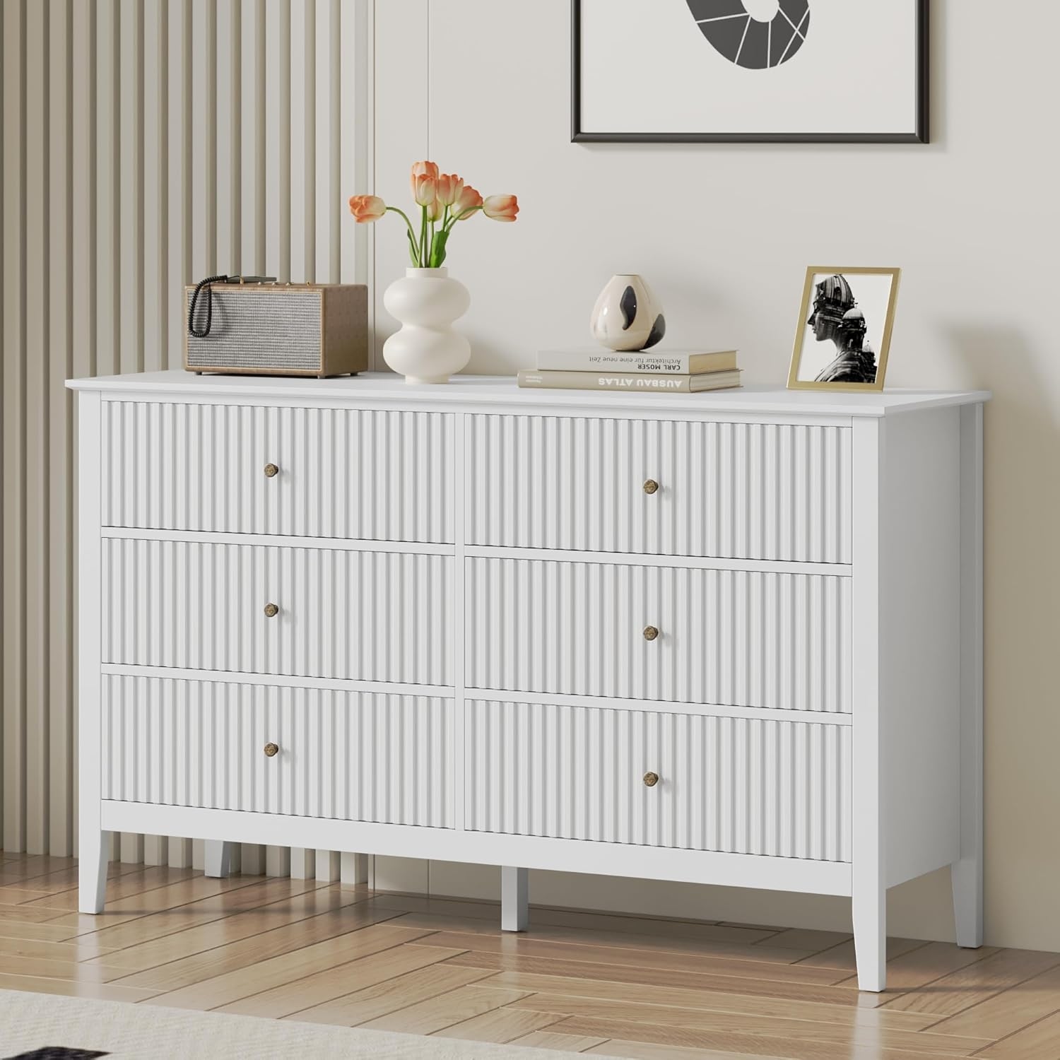 RoyalCraft White Fluted 6-Drawer Dresser
