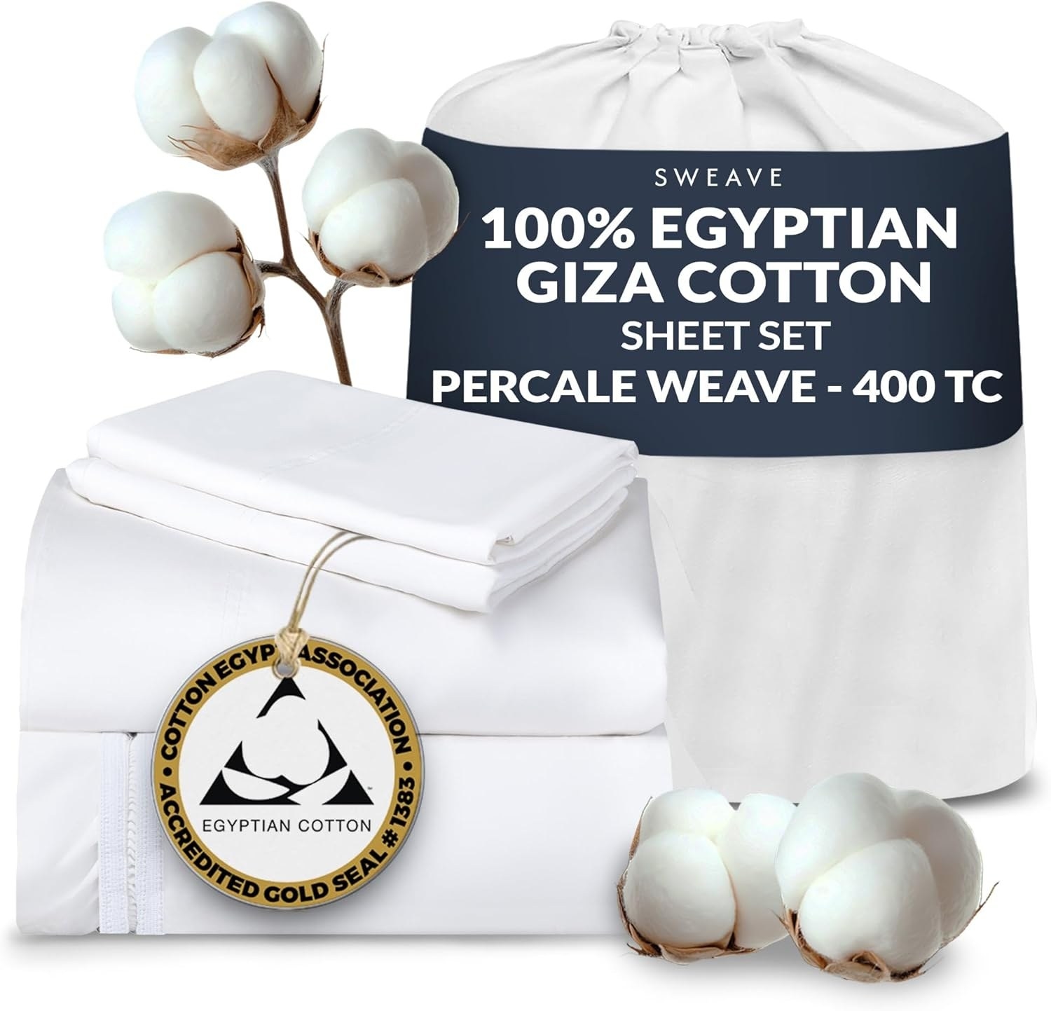 Sweave 100% Egyptian Cotton Percale Sheet Set Queen