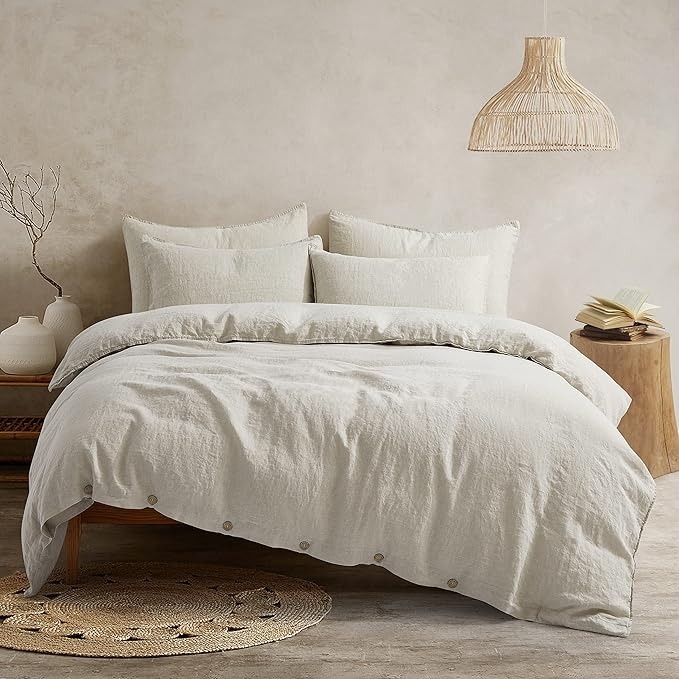 ATLINIA 100% Flax Linen Duvet Cover Set