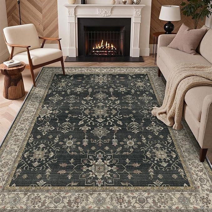 Retro Vintage Boho Washable Rug 8x10
