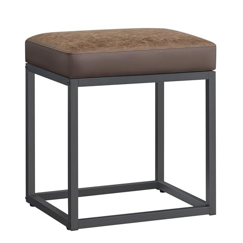 SONGMICS LUIZ Reversible-Top Wood Ottoman Footstool