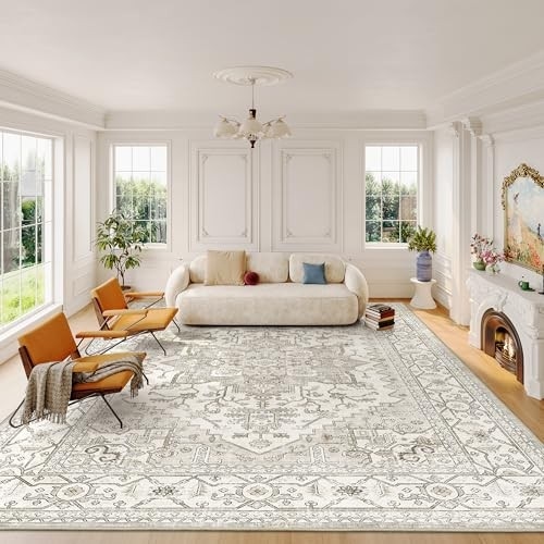 befbee Washable Area Rug 8x10, Neutral Beige