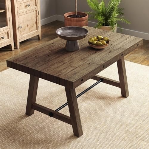 DM Furniture 59" Reclaimed Solid Pine Trestle Dining Table