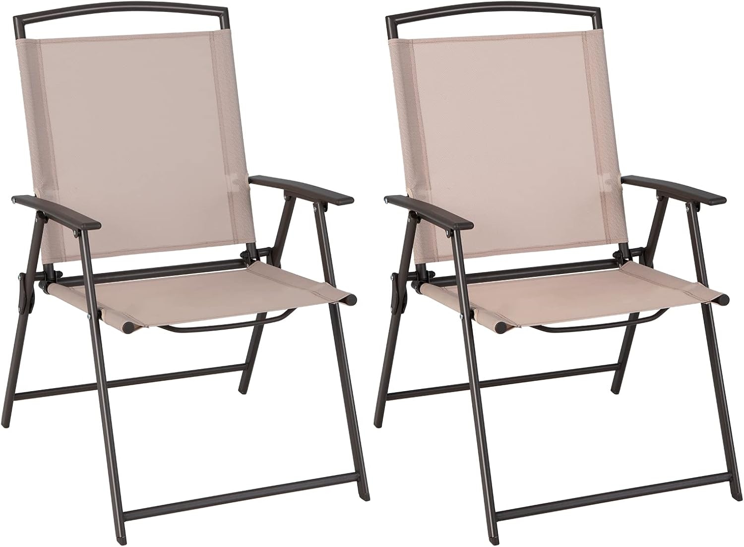 GIANTEX Set of 2 Folding Sling Chairs, Rustproof Steel Frame