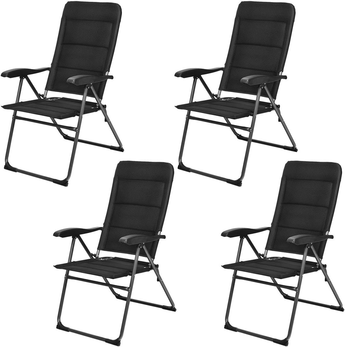 GIANTEX Set of 4 Folding Sling Chairs with Adjustable Backrest