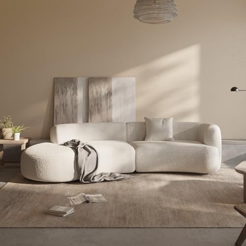 Acanva Formia Boucle Curved Sectional Couch for Living Room