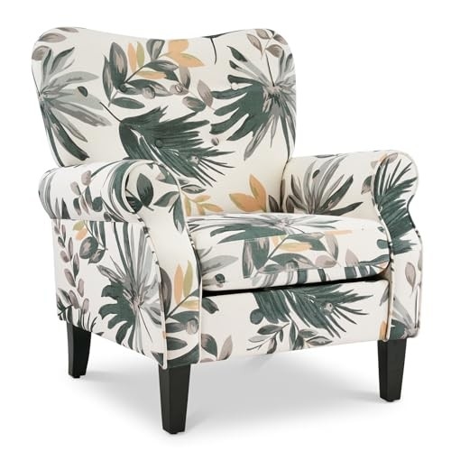 YOLENY Mid-Century Wingback Arm Chair, Fabric with Wood Legs
