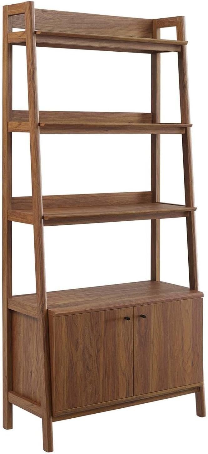 Modway 33" Bookshelf Display Case in Walnut
