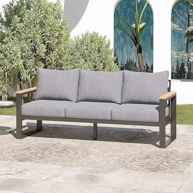 Sundale Outdoor Aluminum 3-Seat All-Weather Patio Sofa