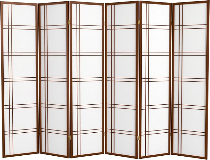 Oriental Furniture 6 ft Tall Double Cross Shoji Screen