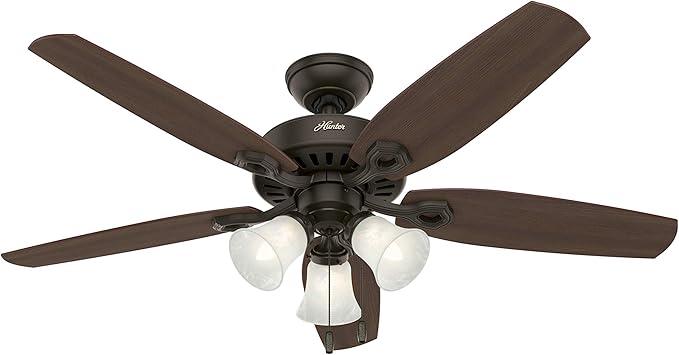 Hunter Builder Plus 52-Inch Ceiling Fan with Light Kit and Pull Chain