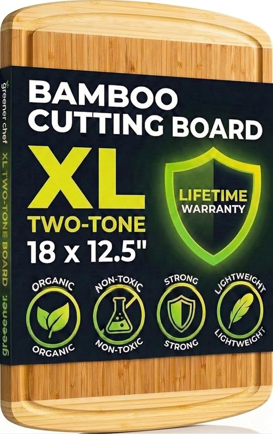 Greener Chef Organic Bamboo Cutting Board (Small) for meat and veggies cutting board guide