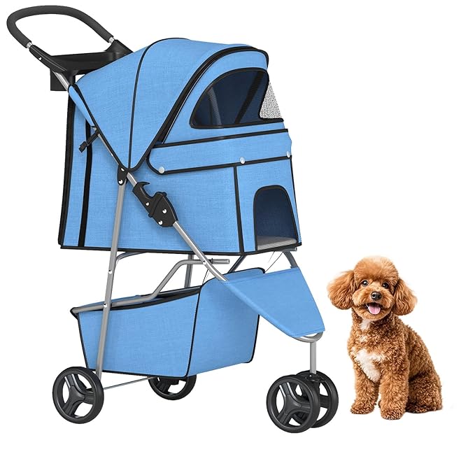 BestPet 4 Wheels Pet Stroller for Cats and Dogs on Amazon