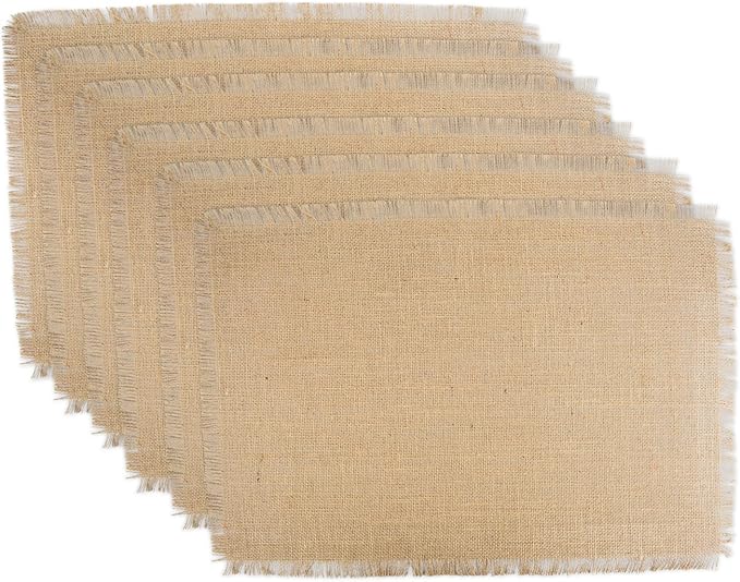 DII Jute Burlap Placemat Set, 13x19, Set of 6