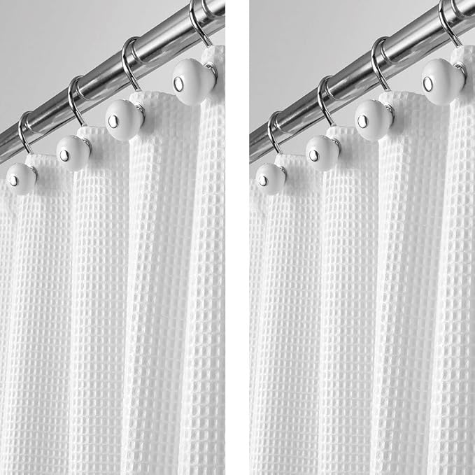 LONG 84-Inch Polyester/Cotton Blend Waffle Shower Curtain