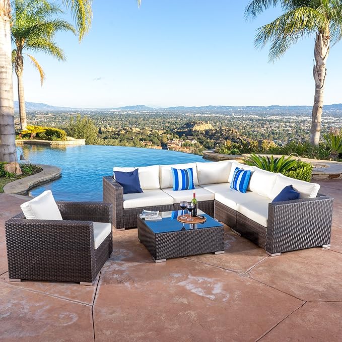 Christopher Knight Home Santa Rosa 6-Seater Wicker Sectional