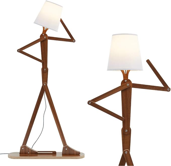Tomons Swing Arm Wood Floor Lamp
