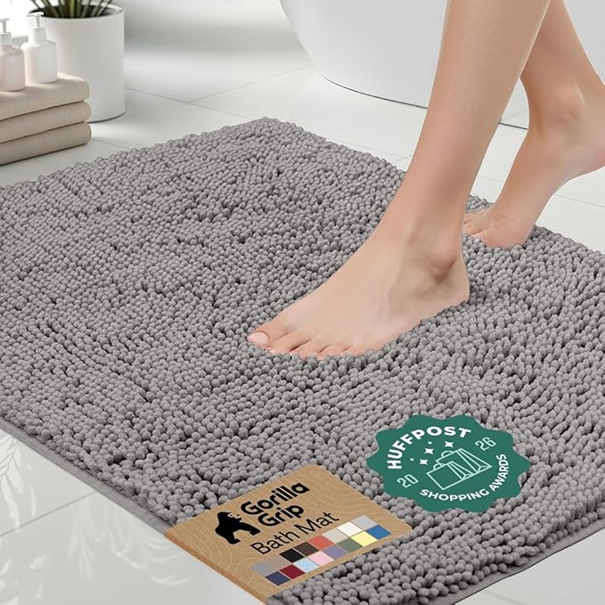 Gorilla Grip Chenille Bath Rug, Quick Dry, Rubber Backing product image