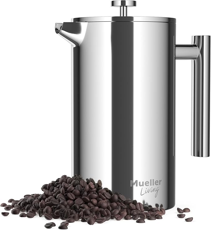 MuellerLiving 34 oz Stainless Steel French Press on Amazon