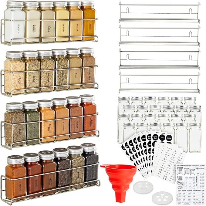 Talented Kitchen 24 Jar Spice Rack with Pre-Printed Labels