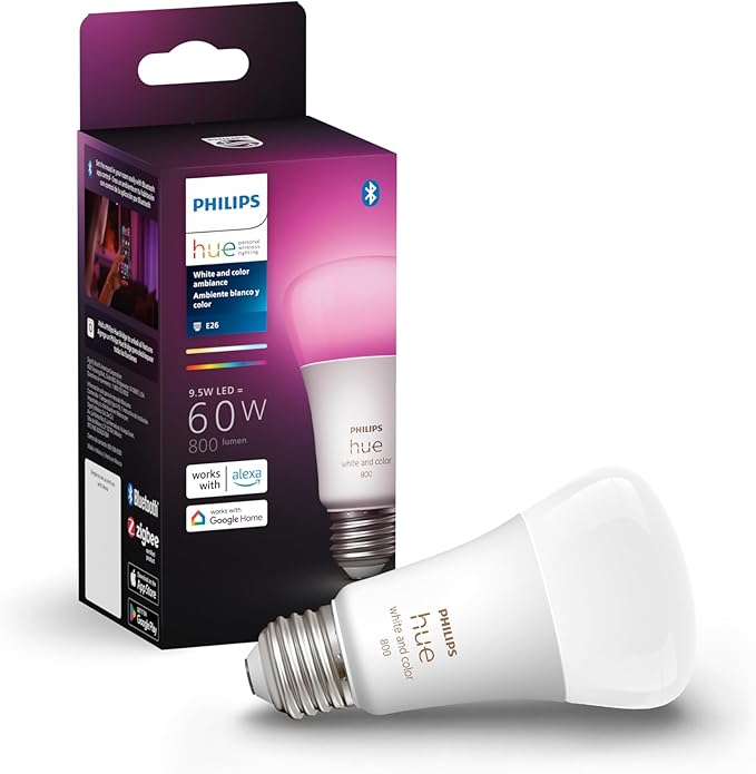 Philips Hue White and Color Ambiance A19 Smart Bulb