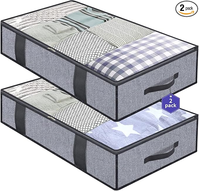 Onlyeasy Foldable Underbed Storage Bags, 2 Pack (Softside Fabric)