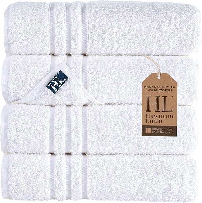 Hammam Linen Turkish Cotton Bath Towels (4-Pack)