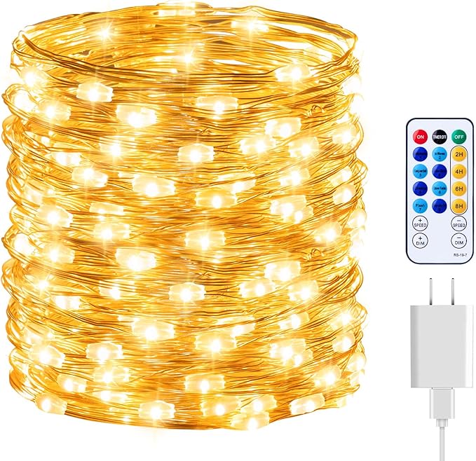 Vont 66ft Fairy Lights (200 LED, Remote, 8 Modes) - cottagecore bedroom starter kit