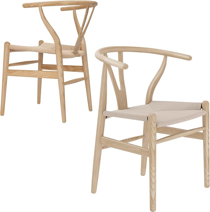 Wishbone-Style Solid Oak Dining Chairs (Set of 2)