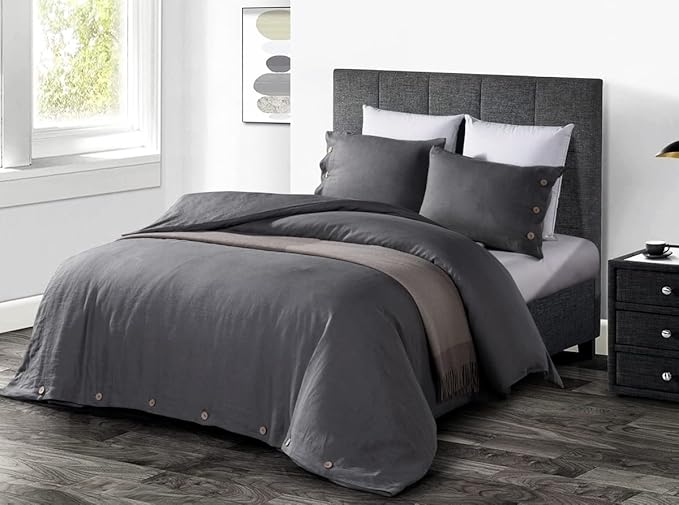 MEADOW PARK Stone Washed Linen Duvet Cover Set (Queen)