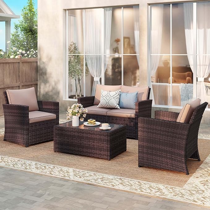 JOIVI Outdoor Patio Furniture Set Rattan Wicker Sectional on Amazon