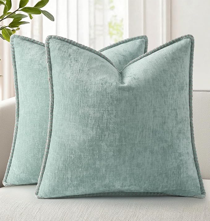 decorUhome Summer Chenille Boho Throw Pillow Covers 18x18 (Set of 2)