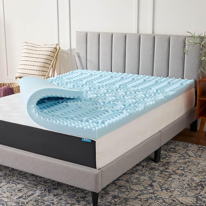 LUCID 2 Inch Gel Infused Ventilated Memory Foam Mattress Topper on Amazon