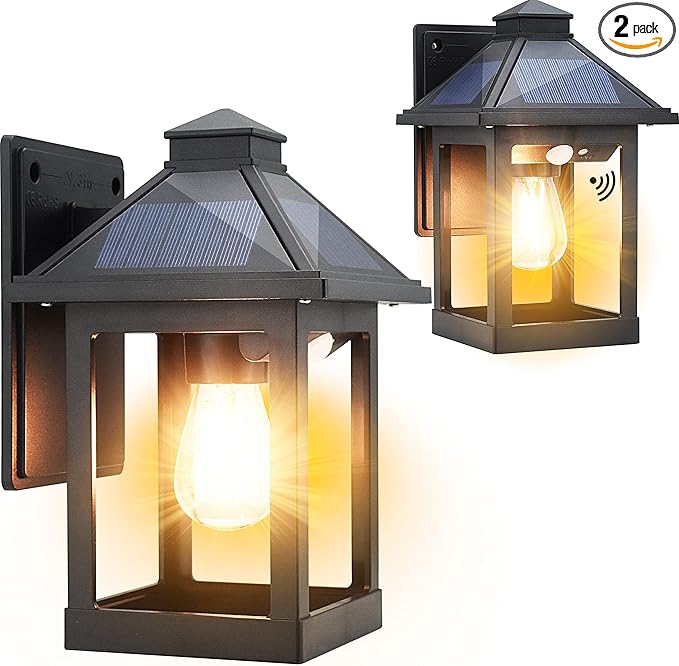 CYHKEE 2-Pack Solar Wall Lanterns