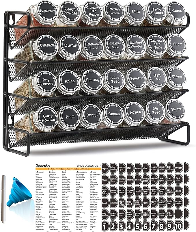 SpaceAid 4-Tier Bamboo Spice Rack Organizer