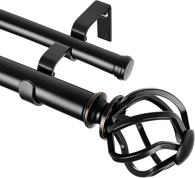 KAMANINA 1 Inch Double Curtain Rods 72 to 144 Inches