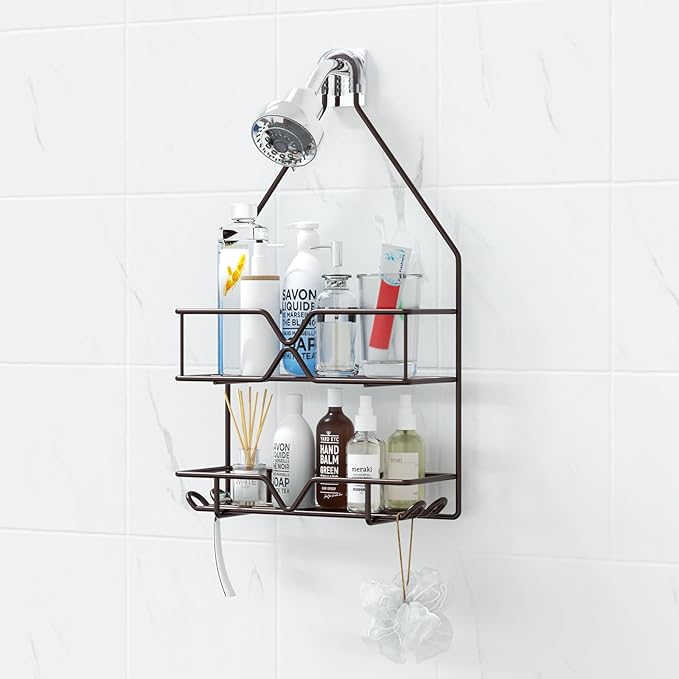 TreeLen Over Shower Head Caddy, Stainless Steel Hanging Organizer for rust-proof stainless shower caddy guide